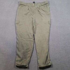 Chico's Cargo Pants Womens 2.5/14 Olive Green Ankle Tencel Lyocell Elastic Waist